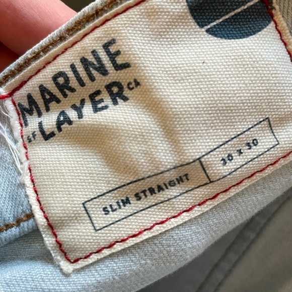 MARINE LAYER NWOT Slim Straight Leg Lightwash Jeans in Light Indigo 30x30 - Picture 10 of 10